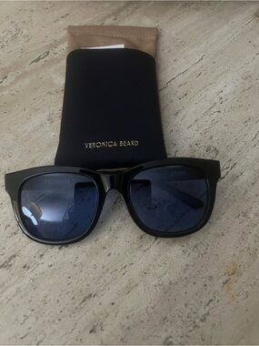Veronica Beard Black Frame Sunglasses with Blue Lenses